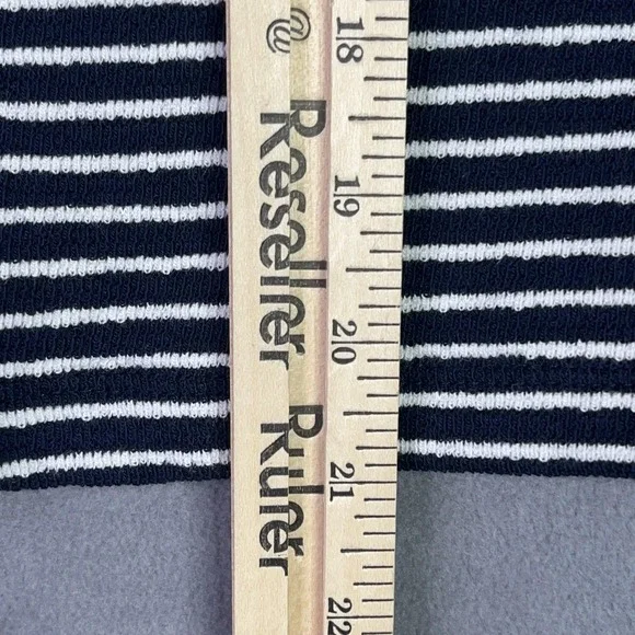 Madewell Top Womens XS Navy White Striped Henley Elbow Sleeve Cotton Knit Tee - Picture 9 of 9